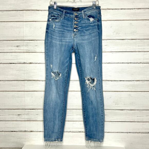Judy Blue Boyfriend Jeans Stretch Distressed Denim Size 28 - Picture 1 of 11